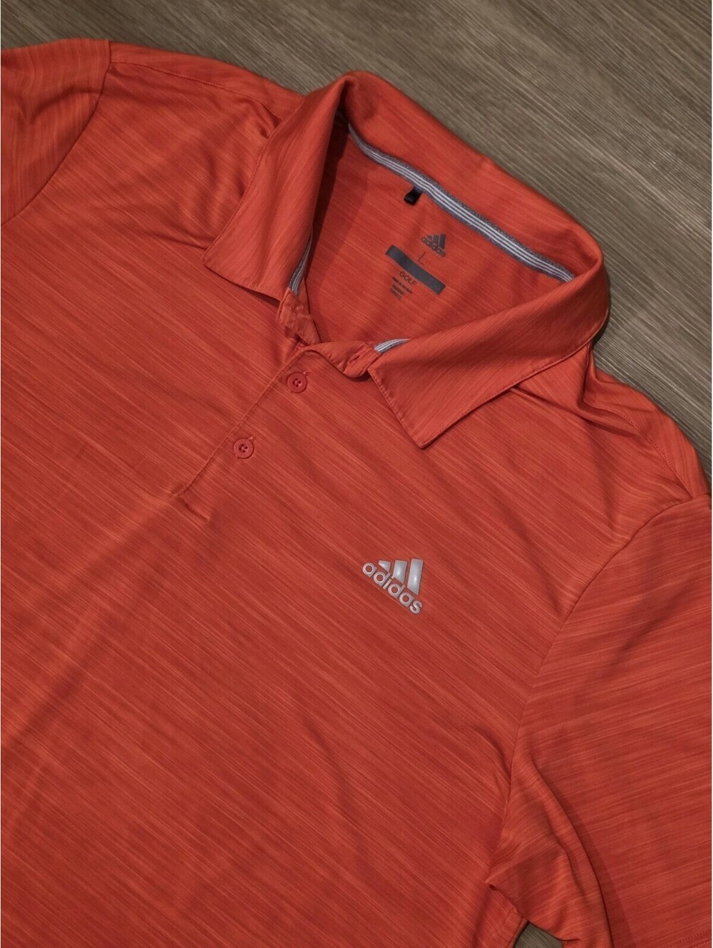 Adidas Golf Men's Large Short Sleeve Heathered Orange Polo Shirt
